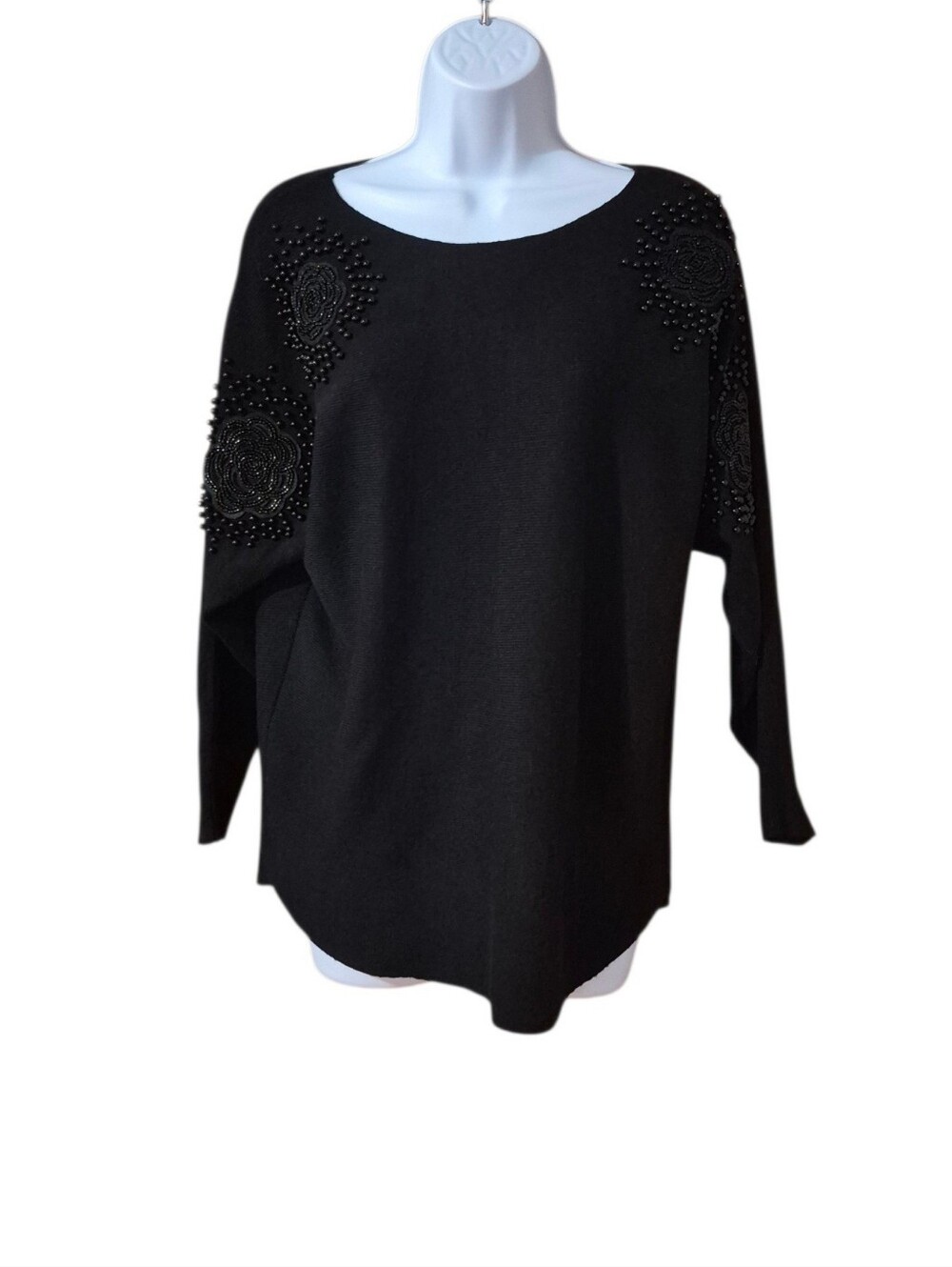 La Vila Milano Avant Garde Lagenlook Dolman Sleeve Black Knit Sweater Sz Med EUC